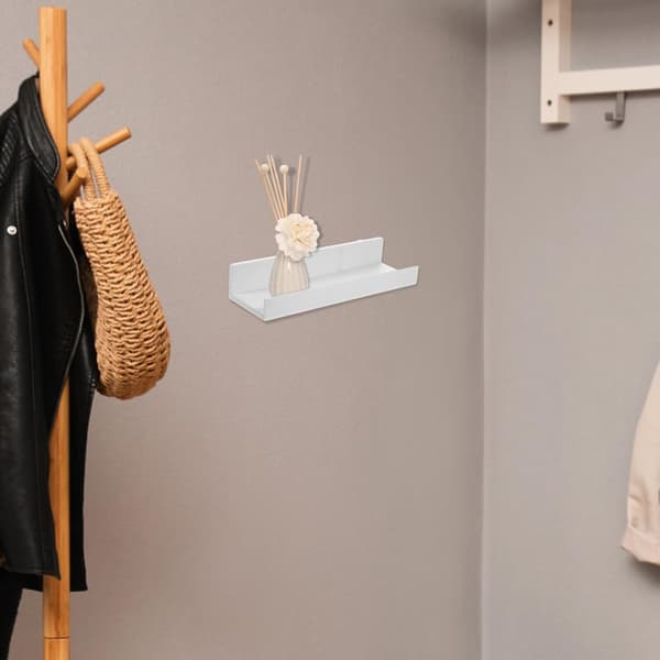 Wall Mounted Picture Ledge Shelf White ABS Rustic Protective Ledge Easy to Install Floating