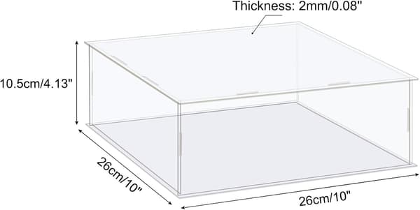 Akrylmonteringslåda Klar Dammtät Skyddsvitrin 10x10x4 tum för samlarobjekt Ebony