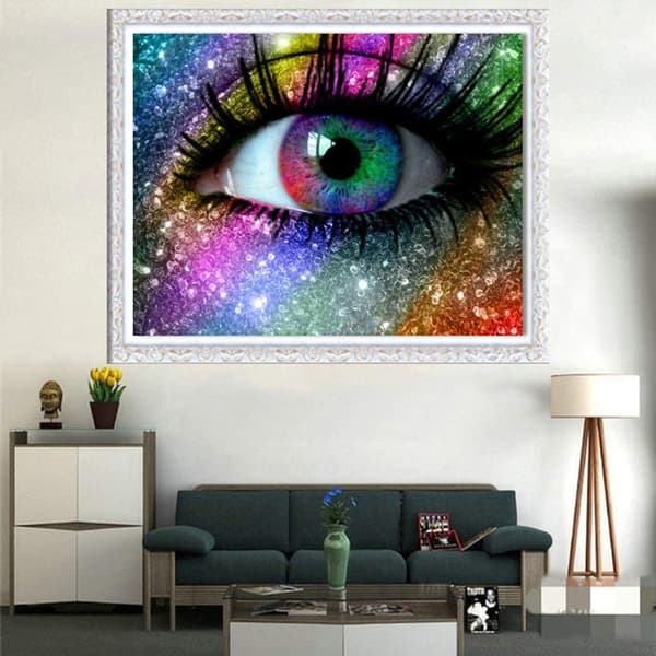 En bit (Farverige øjne, 30×40cm) 5D Diamantmaleri-sæt til A