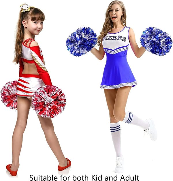 Metalliske folie sportspomponer, 2 stk., til cheerleading