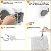 Outdoor Retractable Clothesline, 13m Extendable Wall Mounted Clothesline