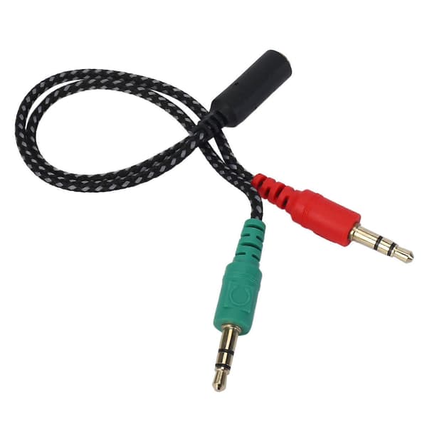 Hovedtelefon-splitter til computer, hovedtelefonadapter til pc-lyd og mikrofon, 3,5 mm hun til 3,5 mm han