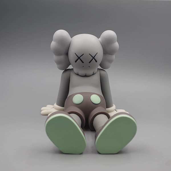 Kaws Sittande Modellleksaker PVC Tecknad Figur Samlarobjekt Docka Bilinteriör Grå Gray