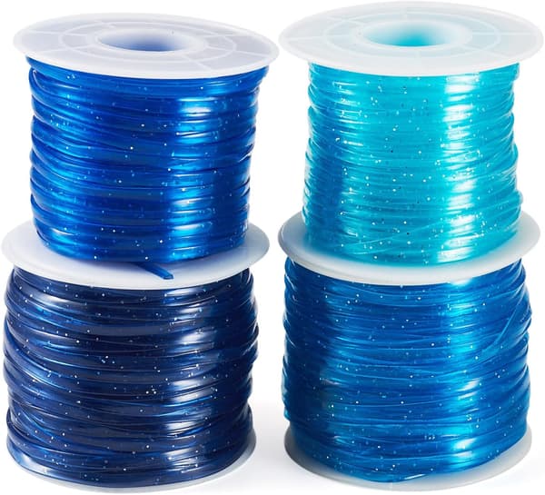 Platta glitterband 3 mm blå snörning för vänskapsarmband Blue