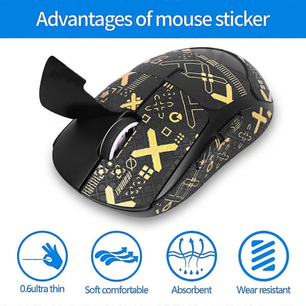 For Logitech GPW 2-Generation Mouse Anti-Slip Stickers Absorb Sweat Paste Not Specified White Print Half Surround Not Specified White Print Half Surround