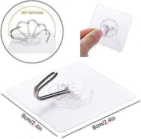 20-pack Heavy Duty Self-Adhesive Wall Hooks, Max Load 10 kg, Nail-Free Adhesive Hangers