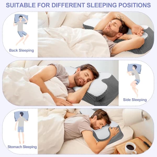 Ergonomisk Cervical Memory Foam-pude til side-, ryg- og mavesovere (Style1:60*34*13/10cm)
