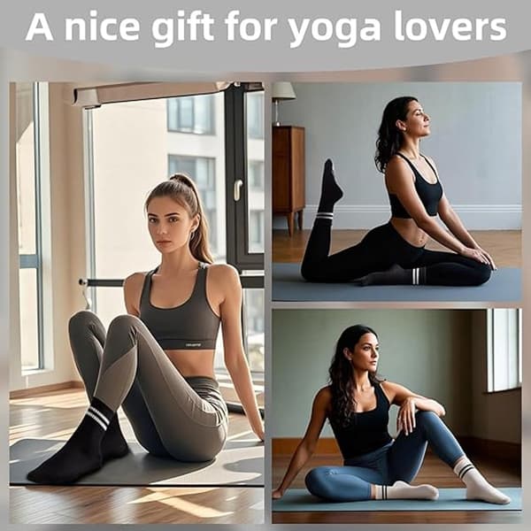 Pilatesstrømper til kvinder 5 par skridsikre greb til yoga ballet