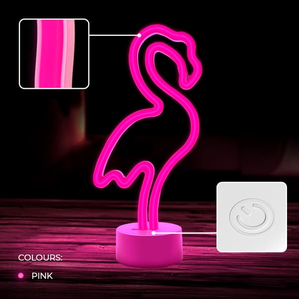Neon LED på stativ FLAMINGO rosa USB-C FSC-11 Forever Light rosa
