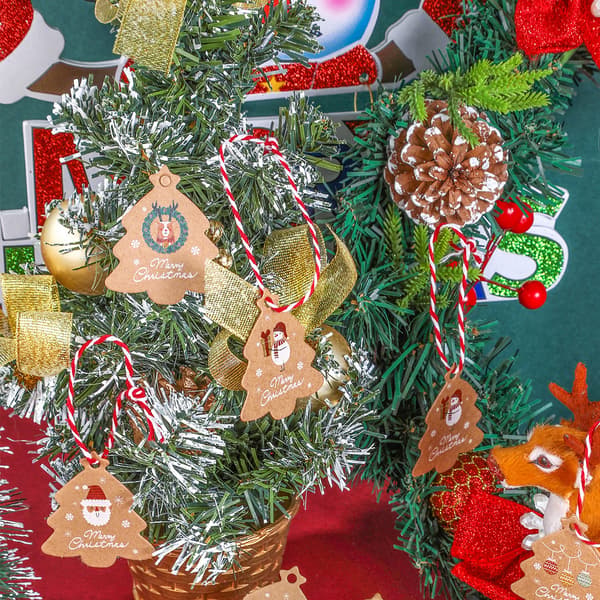 96 st julgransetiketter, julklappslappar i kraftpapper