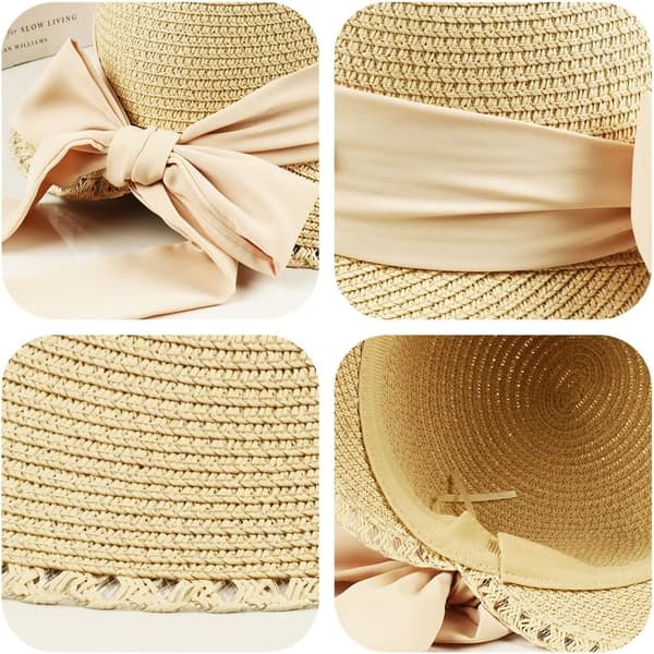 Dame stråsolhatt bred brem UV-beskyttelse sommer strandhatter for reise gårdsarbeid rosa Pink