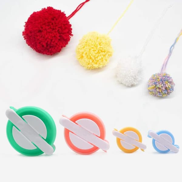 (Cylinder) Pom Pom Maker Kits, 4 størrelser Fluff Ball Weaver DIY Strikning