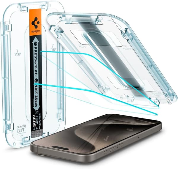 Spigen EZ Fit Skärmskydd i härdat glas för iPhone 15 Pro Max (2-pack)