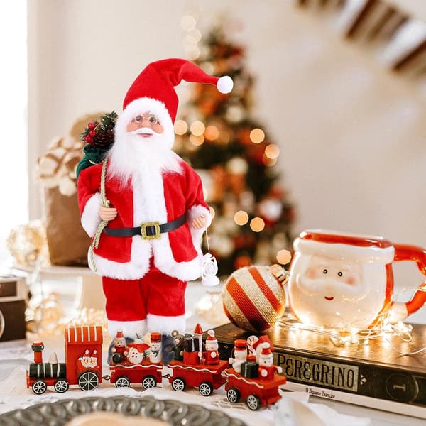 Jultomte 30cm, Stående, Röd Jul Traditionell Mini Figurin
