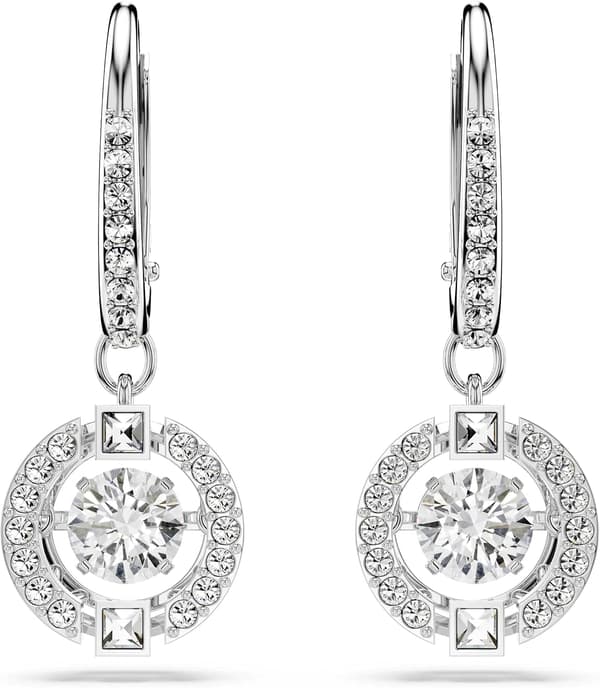 Swarovski Sparkling Dance øreringe, runde, hvide, rhodiumbelagte