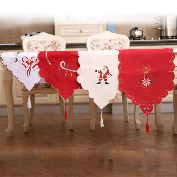Julepynt egnet for stuen på dagtid Julebord bordflagg som er åpent brodert duk-D