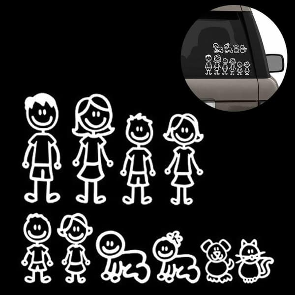2 sett (10-pakning) glade familiebildekaler, familiemedlemmer ca