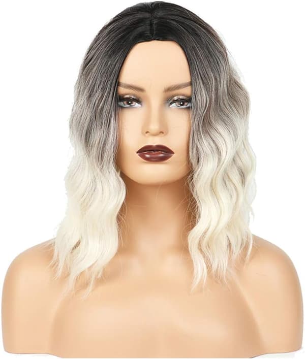 Short Bob Shadow Wig, 35cm Wavy Short Synthetic Wig, Women's Natural