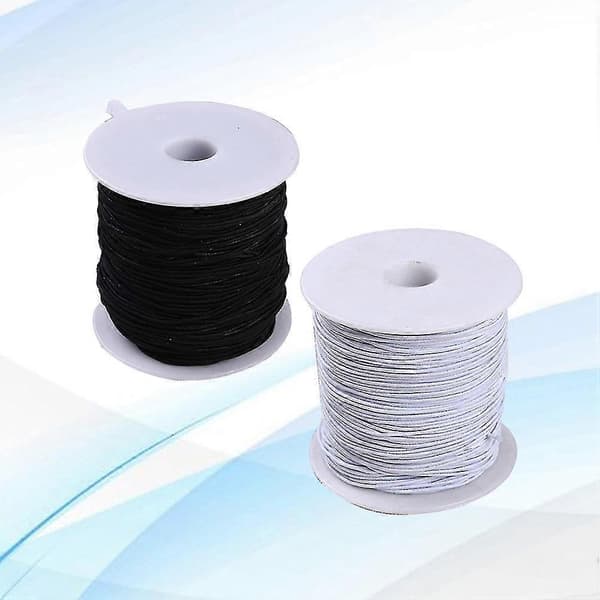 2 st 0,8 mm elastisk tråd pärltrådar stretchsnöre tyghantverkssnöre för smyckestillverkning (svart, vit)