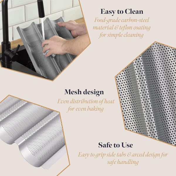 Non-stick bagettform - 38,5 cm x 24,5 cm x 2,4 cm - Perfora