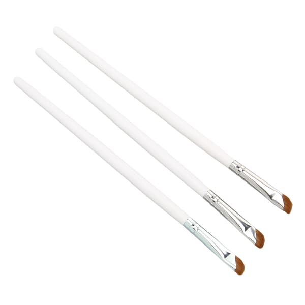3-pack Angled Eyeliner Brush Ultra Fine Slanted Cut Makeup Brush with Comfortable Grip White