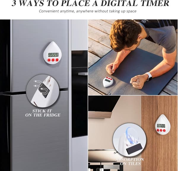 Digital køkkentimer-nedtælling optællingstimer-magnetisk nedtællingstimer med stort display-madlavningstimer til bagning, køkken, studie (hvid) hvid White