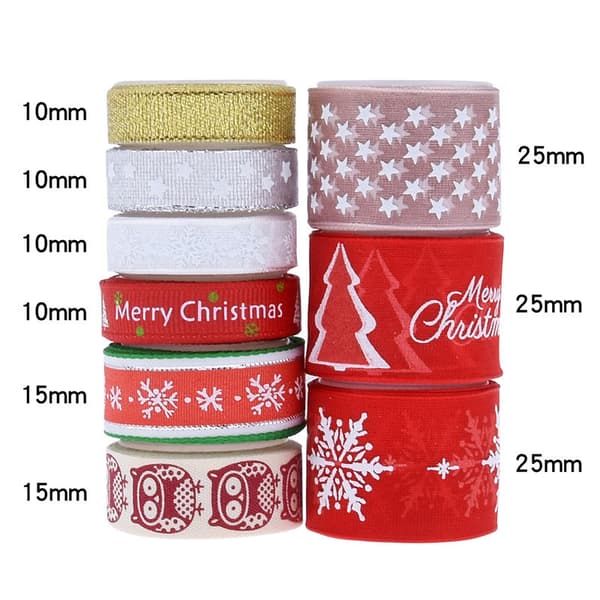 Julebånd, julepynt 9 stilarter 18 yards satinbånd
