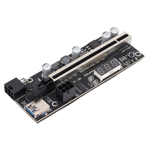 PCI E-adapterkort Temperaturdisplay PCI E Riser-kort med 1X-adapter 1x till 16x förlängningskabel