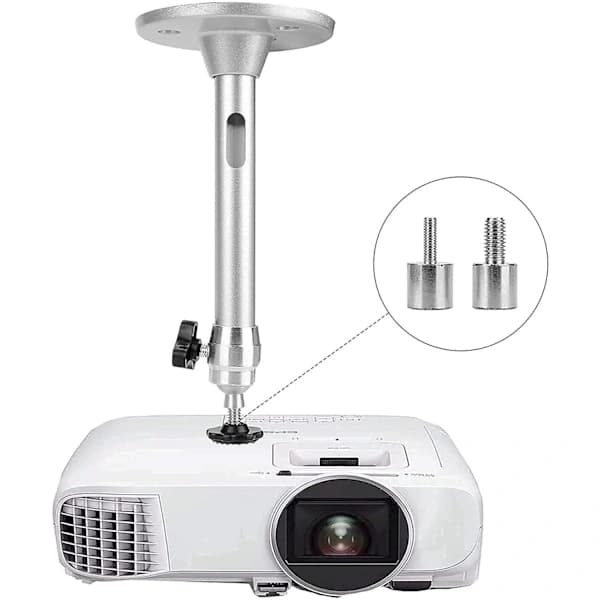 Universal Mini Projector Mount Adjustable 90° Tilt 360° Rotation Ceiling Wall Mount for Home Office Silver