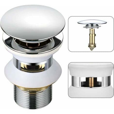 Universal sink drain with overflow - Automatic pop-up mechanism - Easy 1-1/4\" installation - Durable chrome-plated brass - BATH 1-1
