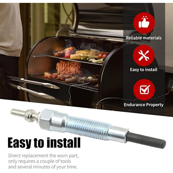 Sølv Gløderør, Element til Antænding af Træpiller, Erstatning for Weber 7009 SmokeFire EX4 EX6 EPX6 Pillegrill - (BT)