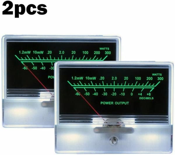 2 X Meter, TN-90A Meter DB Header Audio Preamp Amp VU Level Power Bakgrunnsbelyst Panel