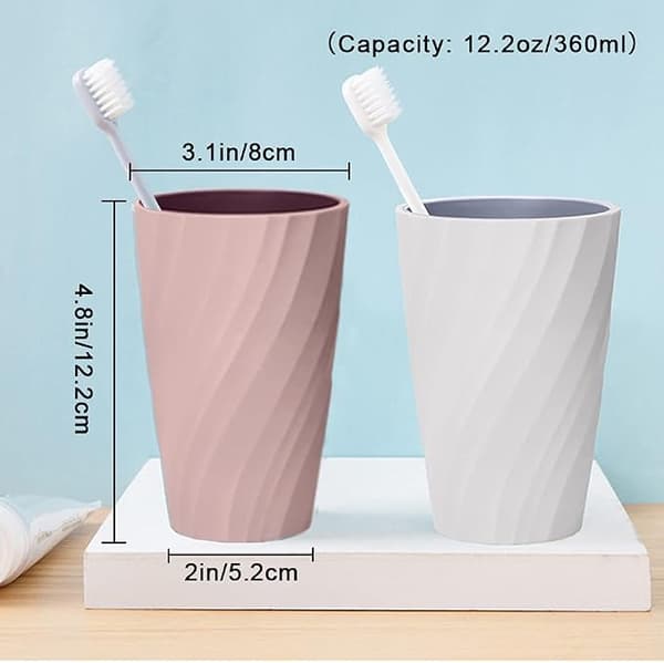 Sæt med 2 (hvide og rosa) ubrydelige badeværelsesglas, bløde og