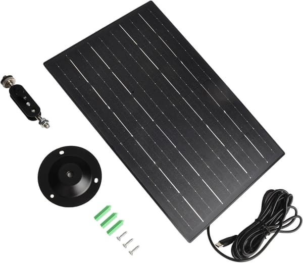 Udendørs kameraoplader og stativ, 10W solcelle 5V monokrystallinsk panel med justerbart sort kabel