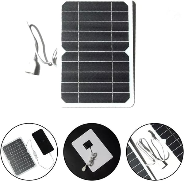 USB-oplader til camping og vandreture, powerbank til telefoner 5W monokrystallinsk solpanel til bærbare tablets