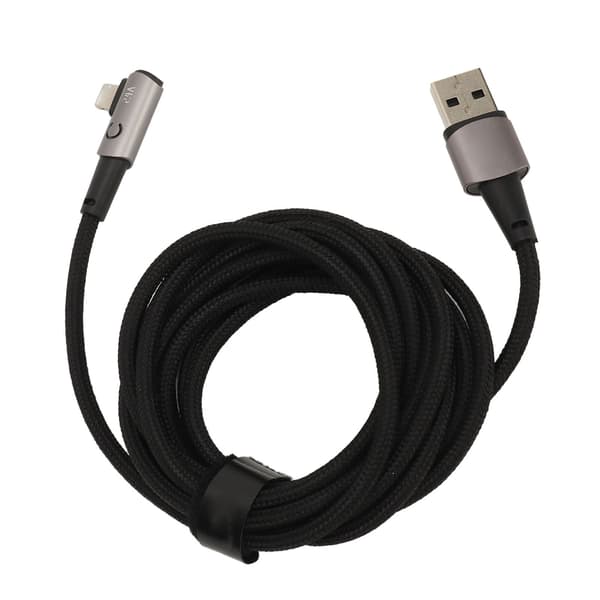 Opladerkabel til iPhone 90 grader 2 meter Hurtig opladning 2.4A Retvinklet USB-opladerkabel Grå