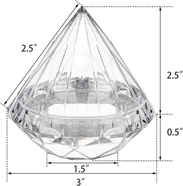 24-pack genomskinliga presentaskar, diamantformade godisaskar 3 x tum plast bröllopsfest presentask för bröllop, babyshower, möhippa alla hjärtans dag