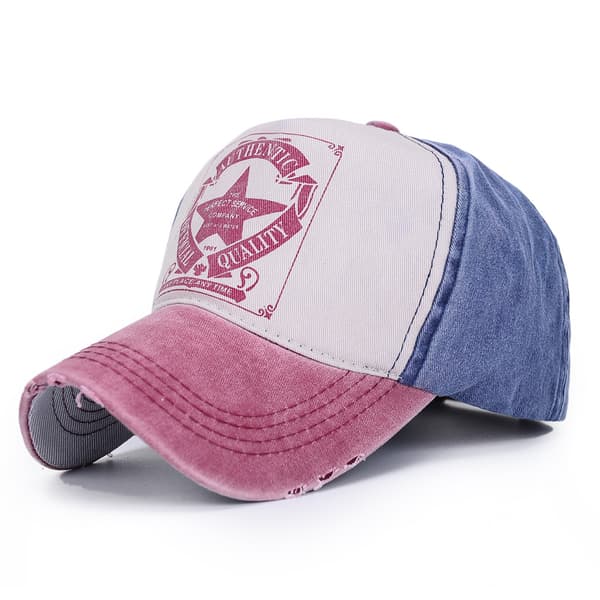 Vintage Baseballkeps Tvättad Denim Truckerkeps Mode Pentagram
