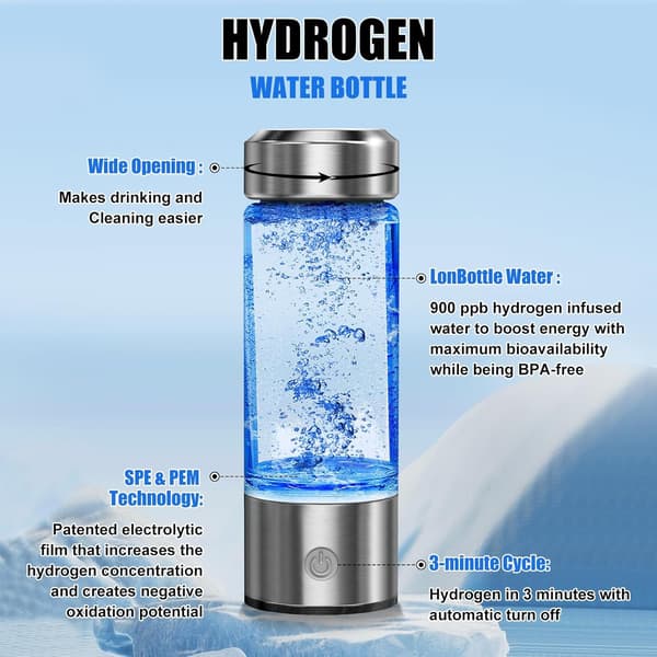 Hydrogen Generator Water Bottle, Real Molecular Hydrogen Rich Water Generator Ionizer Machine Bottle with SPE Chamber Technology Hydrogen Water