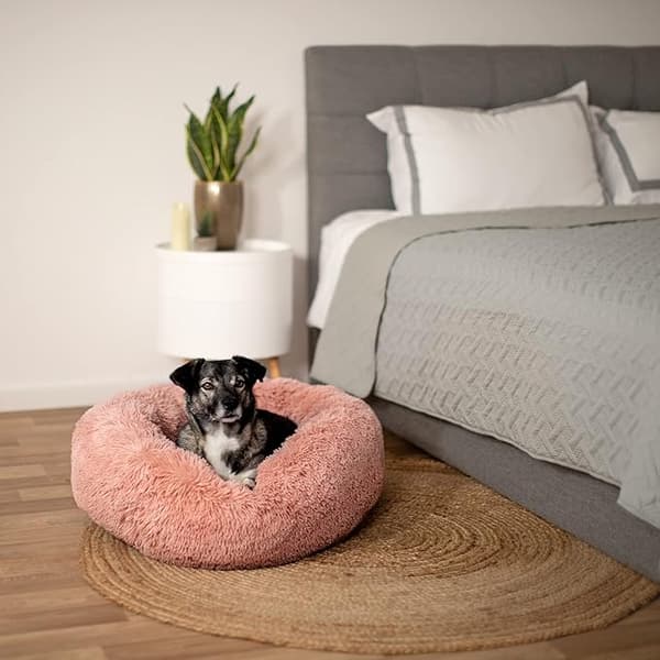 Rund kurv hundematte kattekurv smultringer (60 cm rosa)