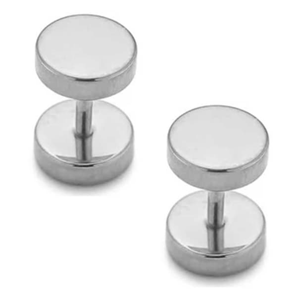 2-pak falsk plug falsk stretch ørering piercing smykker sølv – 7mm