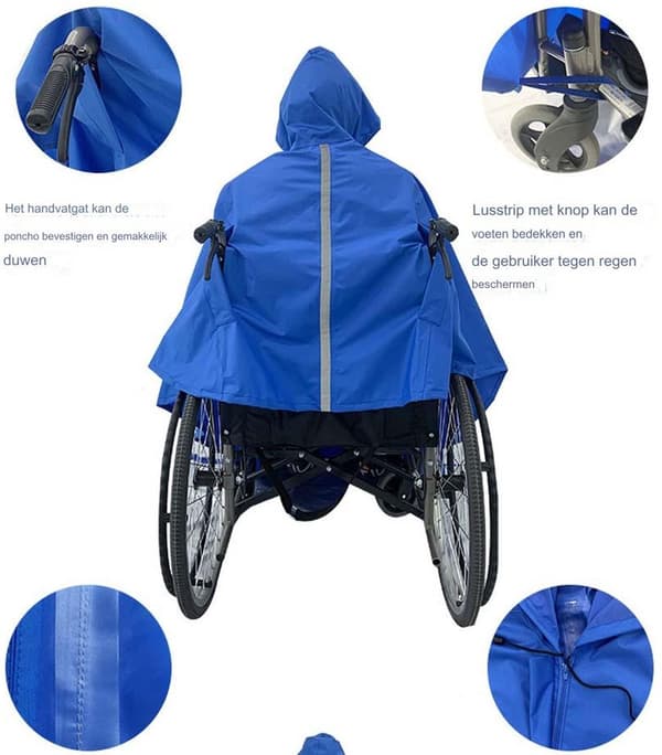 Regnponcho til kørestol, vandtæt beskyttelse til kørestol eller rollator