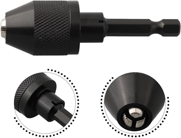 Chuck Hex Shank Adapter Bit Quick Change Non Bits Keyless Conversion Drill Driver, konverterar omedelbart hållare för