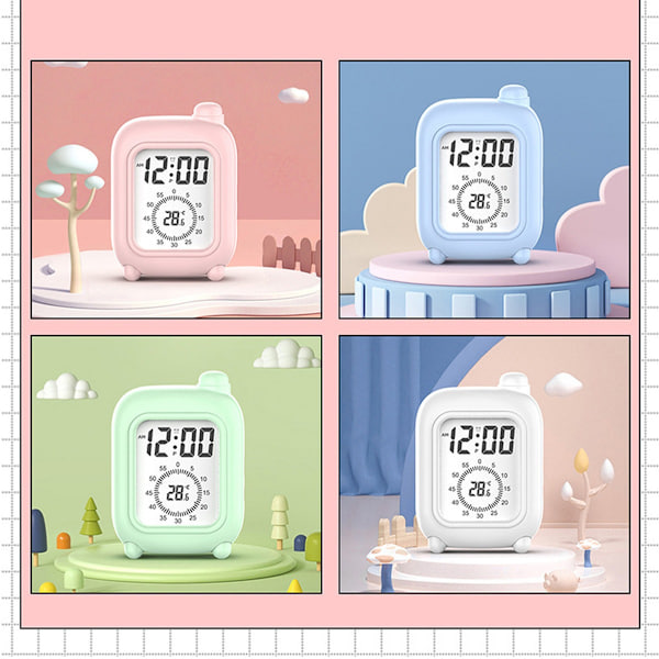Small Travel Alarm Clock - Rechargeable with Visual Timer for Focused Study White White White