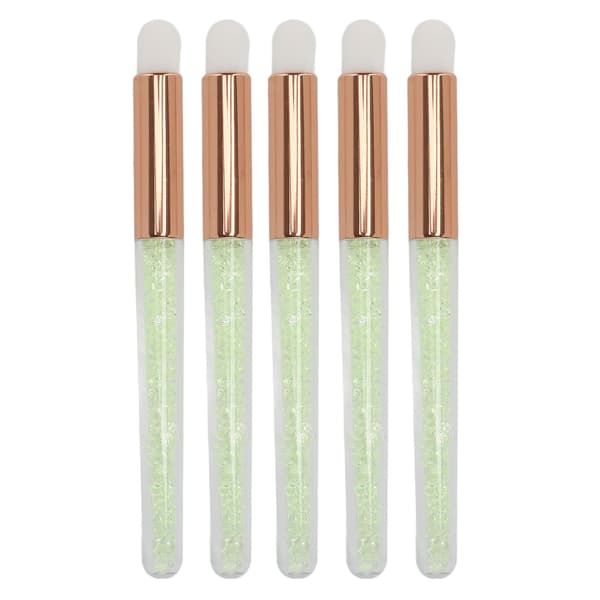 5 Pcs Round Tip Lip Brushes with Rhinestone Handle, Soft Bristles, Lipstick Applicator