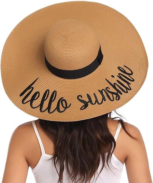 Dame Floppy Hat Stråhat Bred Skygge Solhatte Åndbare Myrer