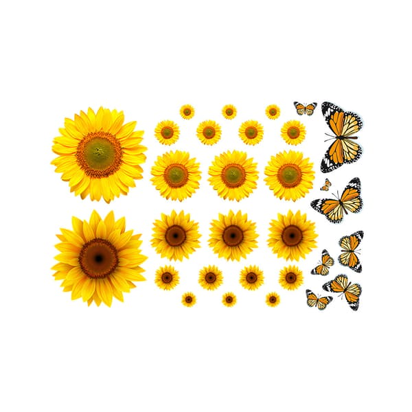 Sunflowers and Butterflies Wall Decals Wall Stickers Mural Decals