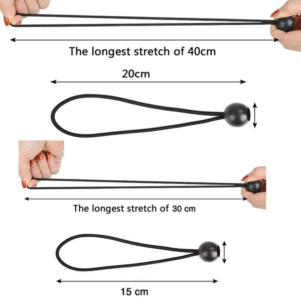 Bungee-snor, kuglebungee-snor (30 styk sort - 150 mm og 200 mm)
