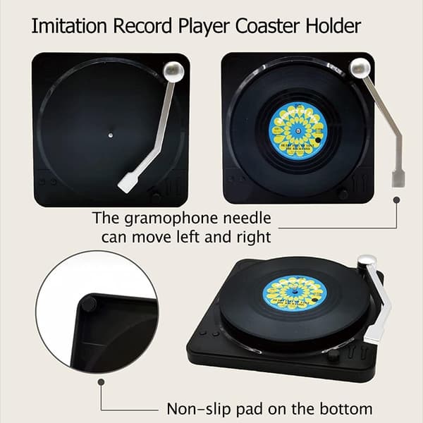 6 stk Retro CD-plateunderlegg med holder Vinyl Koppunderlegg sklisikre
