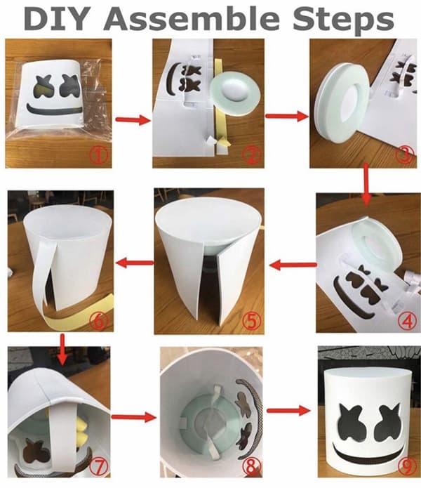 Marshmallow DJ-maske med lysende baratmosfære-rekvisit